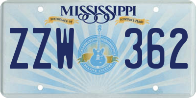 MS license plate ZZW362