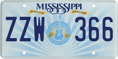 MS license plate ZZW366