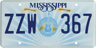 MS license plate ZZW367
