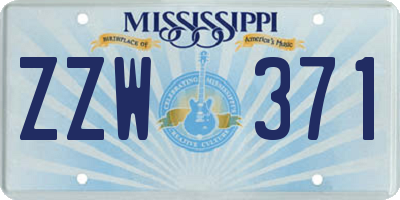 MS license plate ZZW371