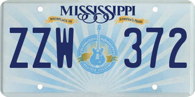 MS license plate ZZW372