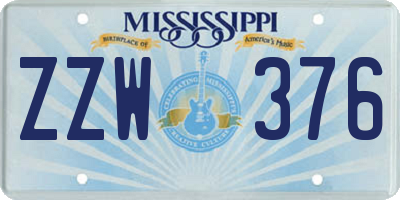 MS license plate ZZW376