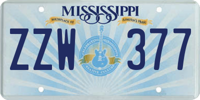 MS license plate ZZW377