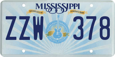 MS license plate ZZW378