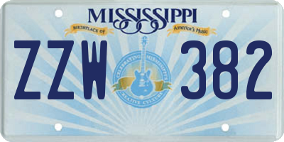 MS license plate ZZW382