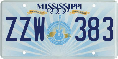 MS license plate ZZW383