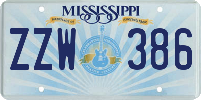 MS license plate ZZW386