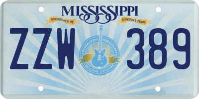 MS license plate ZZW389