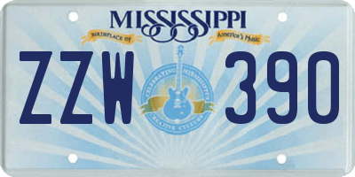 MS license plate ZZW390