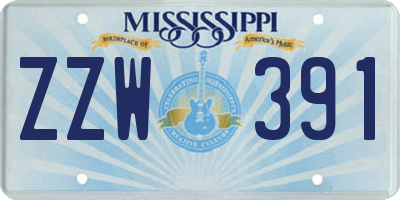 MS license plate ZZW391