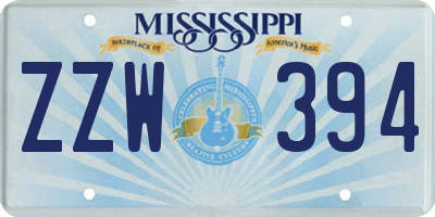 MS license plate ZZW394