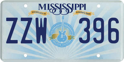 MS license plate ZZW396