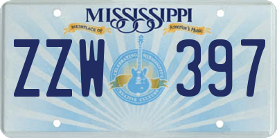 MS license plate ZZW397