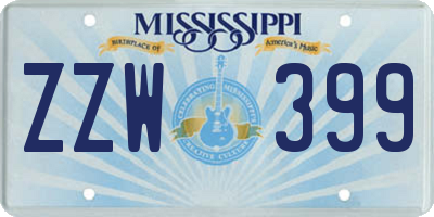 MS license plate ZZW399