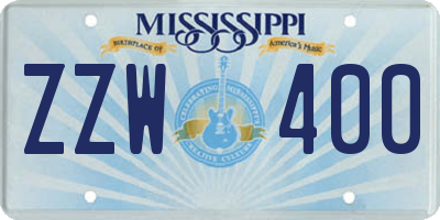 MS license plate ZZW400