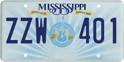 MS license plate ZZW401