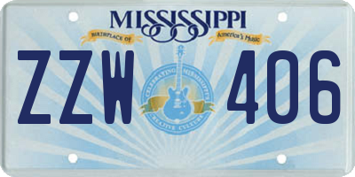 MS license plate ZZW406