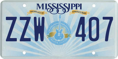 MS license plate ZZW407