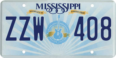 MS license plate ZZW408