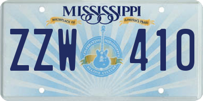 MS license plate ZZW410