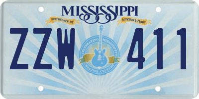 MS license plate ZZW411