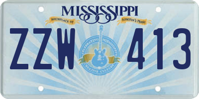 MS license plate ZZW413