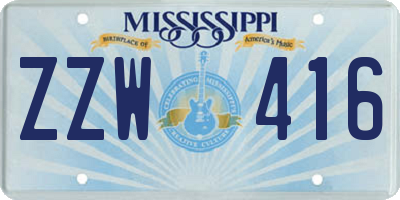 MS license plate ZZW416