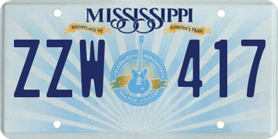 MS license plate ZZW417