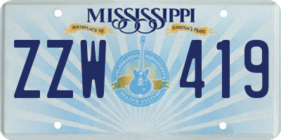 MS license plate ZZW419