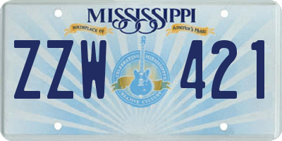 MS license plate ZZW421