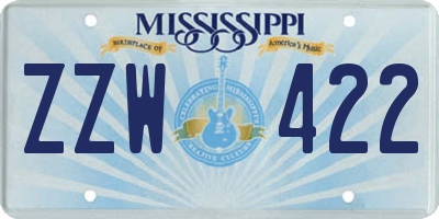 MS license plate ZZW422