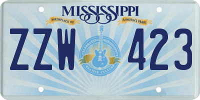 MS license plate ZZW423