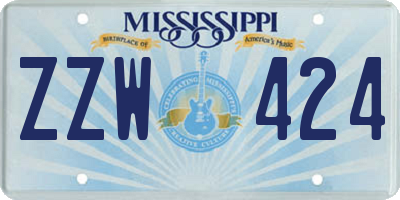 MS license plate ZZW424