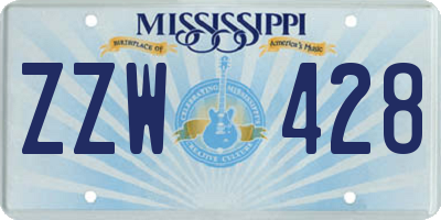 MS license plate ZZW428