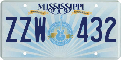 MS license plate ZZW432