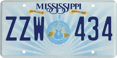 MS license plate ZZW434