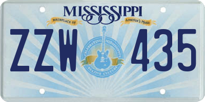 MS license plate ZZW435
