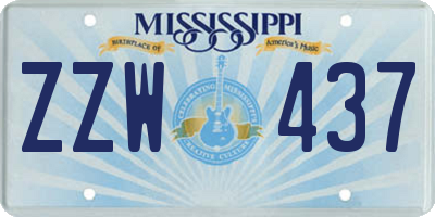 MS license plate ZZW437