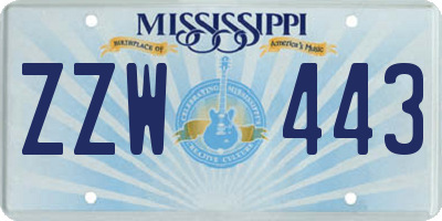 MS license plate ZZW443