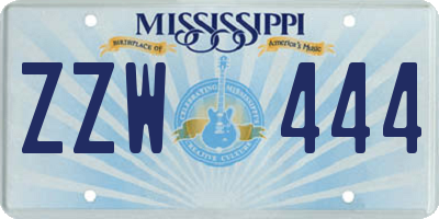 MS license plate ZZW444