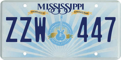 MS license plate ZZW447