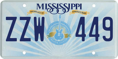 MS license plate ZZW449