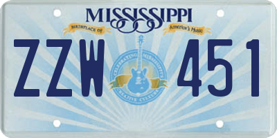 MS license plate ZZW451