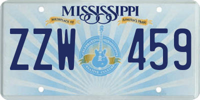 MS license plate ZZW459