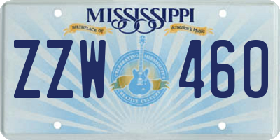 MS license plate ZZW460