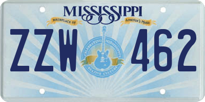 MS license plate ZZW462