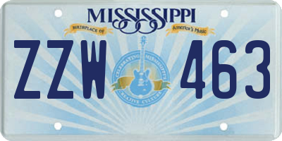 MS license plate ZZW463