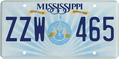 MS license plate ZZW465