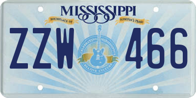 MS license plate ZZW466