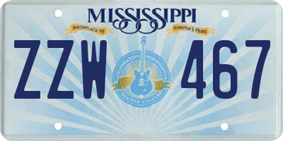 MS license plate ZZW467